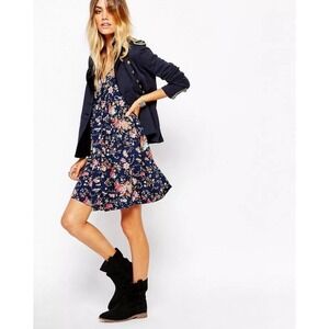 VTG Denim &‎ Supply Women Babydoll Dress Large Black Floral Cottagecore 90s EUC